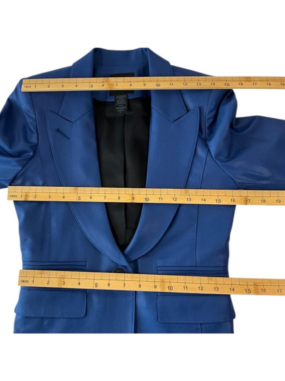 Smythe Hutton Blazer Womens 4 Blue Wool Shawl Lapel Tuxedo One Button Jacket - Picture 11 of 13